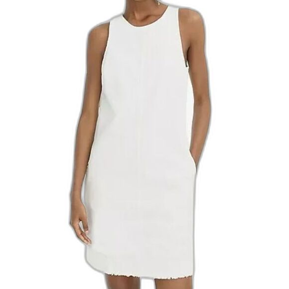 J. Crew Dresses & Skirts - J.Crew White Wash Denim Sleeveless Shift Dress Pockets Round Neck Size 10 NWT